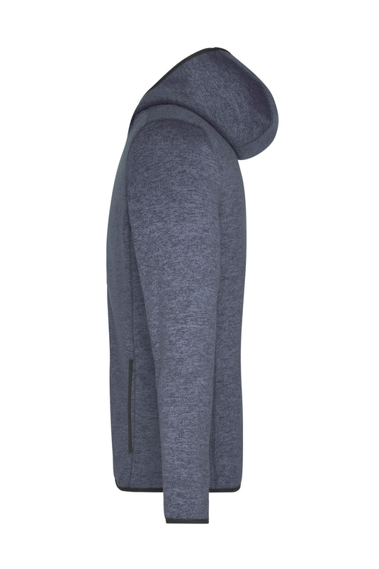 Kapuzenjacke aus Strickfleece in Melangeoptik - Herren - JN589