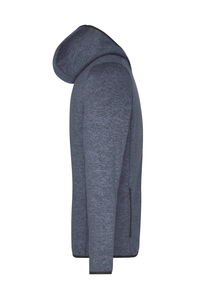 Laden Sie das Bild in Galerie -Viewer, Kapuzenjacke aus Strickfleece in Melangeoptik - Herren - JN589
