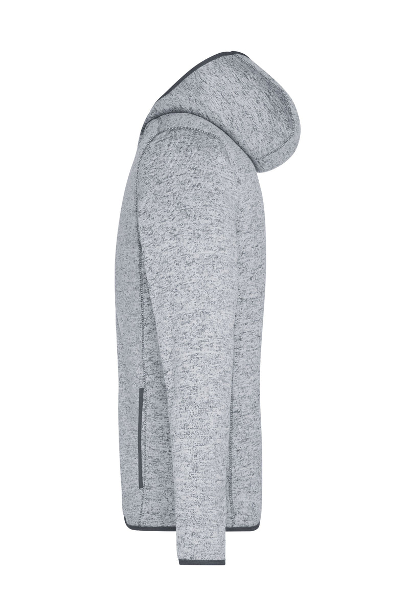 Laden Sie das Bild in Galerie -Viewer, Kapuzenjacke aus Strickfleece in Melangeoptik - Herren - JN589
