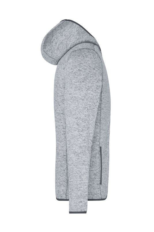 Kapuzenjacke aus Strickfleece in Melangeoptik - Herren - JN589