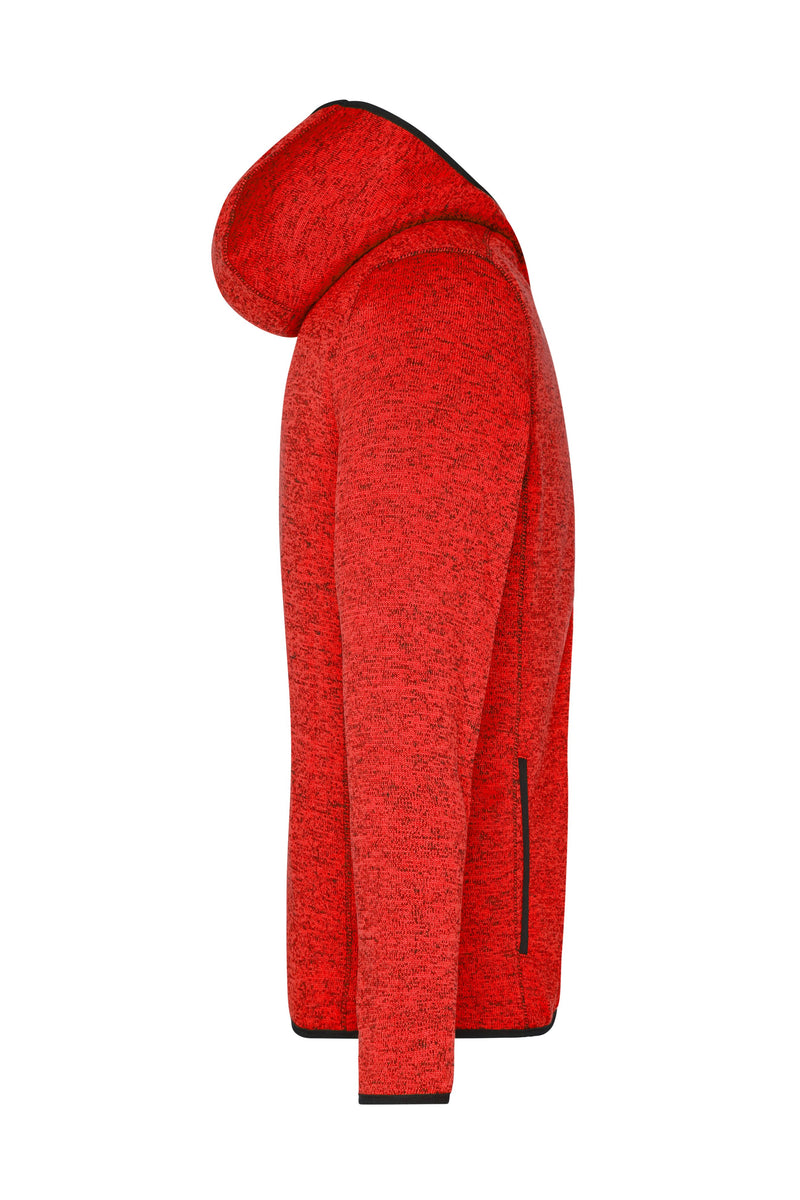 Laden Sie das Bild in Galerie -Viewer, Kapuzenjacke aus Strickfleece in Melangeoptik - Herren - JN589
