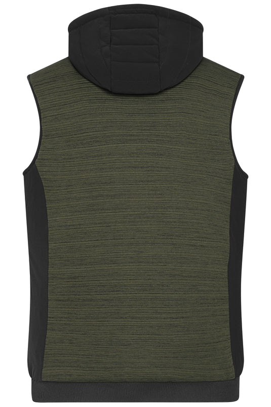 Wattierte Strickfleece Weste im attraktiven Materialmix - JN1848