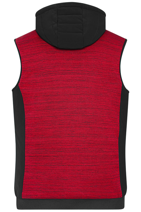 Wattierte Strickfleece Weste im attraktiven Materialmix - JN1848