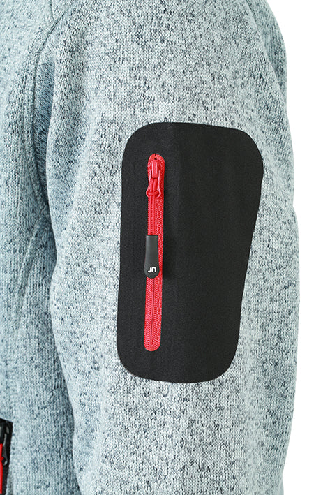 Modische Strickfleece Jacke mit Stehkragen - JN762